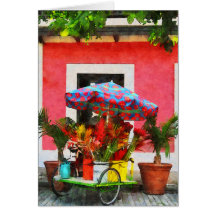 Flower Cart San Juan, Puerto Rico Greeting Card