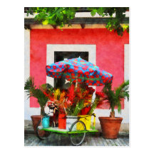 Flower Cart San Juan, Puerto Rico Post Card