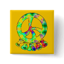 Flower Child Peace Buttons