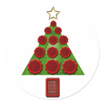 Flower Christmas Round Sticker