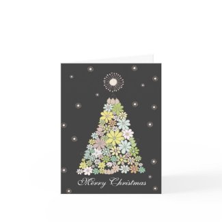 Flower Christmas Tree Family Photo Card Template card