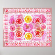 FLOWER Decorations : ZINNIA Fine Pattern Posters