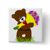 Flower delivery bear button by marcya7 Flower delivery bear button