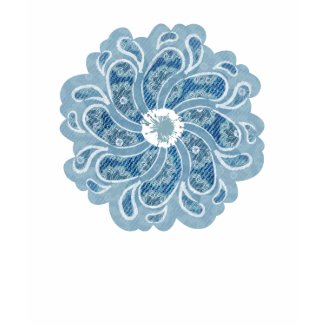 Flower & denim faded aqua designer top shirt