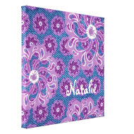 Flower & denim square canvas wrap wrappedcanvas
