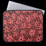 Flower Design - Tropical Pink on Black laptop sleeves