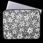 Flower Design - White on Black laptop sleeves