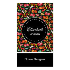 Flower Designer Colorful Floral Pattern Double-Sided Standard Business Cards (Pack Of 100)