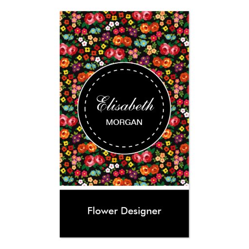 Flower Designer Colorful Floral Pattern Business Card Template