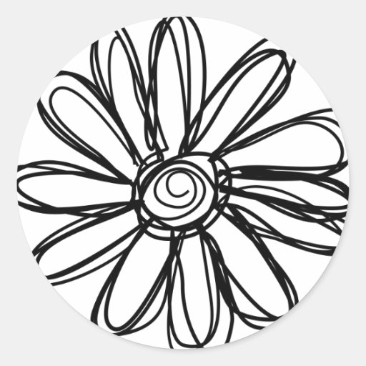 Flower doodle round stickers