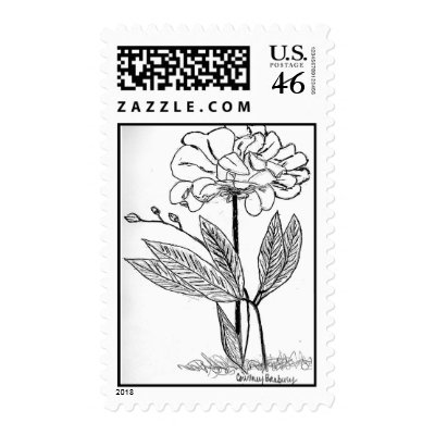 Flower Drawing Postage Stamps by chemistrycourtney