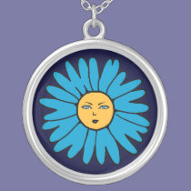 Flower Face blue necklaces