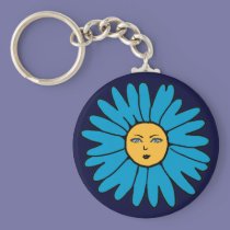 Flower Face blue keychains