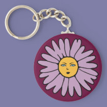 Flower Face purple keychains