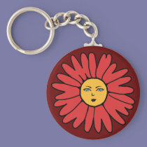 Flower Face red keychains