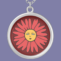 Flower Face red necklaces