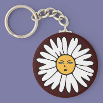 Flower Face white keychains