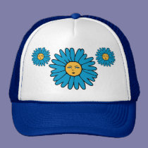 Flower Faces blue hats