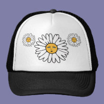 Flower Faces white hats
