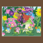 Flower Fairy and Angel Bear Tea Party Postcard postcards