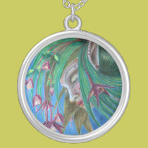 Flower Fairy necklace, blue, green, red, pink,