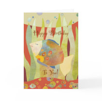 Flower Fish Happy Birthday Card by daphne1024 Flower Fish Happy Birthday Card
