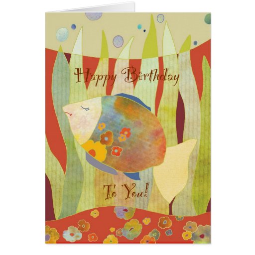 Flower Fish Happy Birthday Card