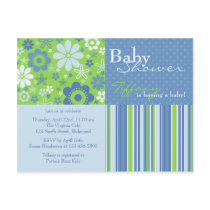 Flower Fizz Blue & Green • Baby Shower Invitation postcards