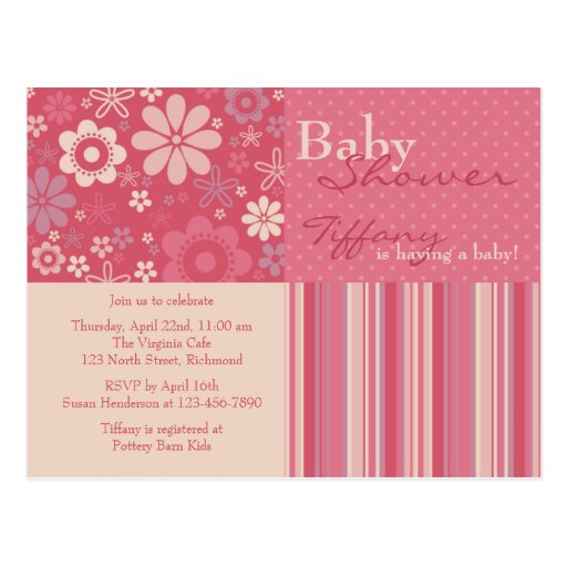 Flower Fizz Pink • Baby Shower Invitation Postcard