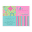 Flower Fizz Pink & Blue • Baby Shower Invitation postcard