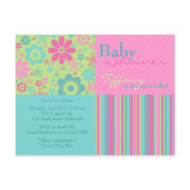 Flower Fizz Pink & Blue • Baby Shower Invitation postcards