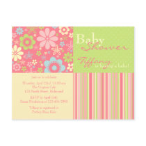 Flower Fizz Pink & Green • Baby Shower Invitation postcards