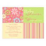 Flower Fizz Pink & Green • Baby Shower Invitation Postcard