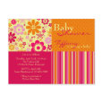 Flower Fizz Pink & Orange • Baby Shower Invitation postcard