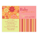 Flower Fizz Pink & Orange • Baby Shower Invitation Postcards