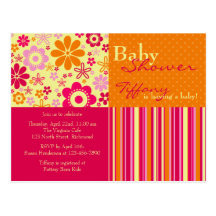 Flower Fizz Pink & Orange • Baby Shower Invitation Post Cards