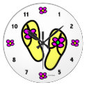 Flower Flip Flops Round Clock