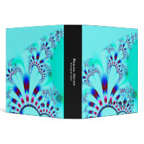 Flower · Fractal Art · Turquoise 3 Ring Binders
