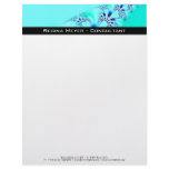 Flower · Fractal Art · Turquoise Customized Letterhead