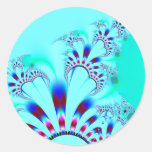 Flower · Fractal Art · Turquoise Round Sticker