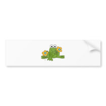 flower froggy frog bumper sticker