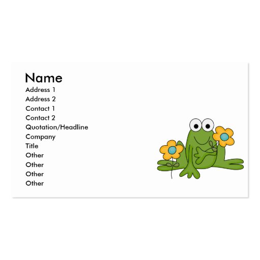 flower froggy frog business card templates (front side)