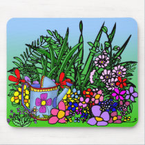 Flower Garden and Watering Can Mouse Pad mousepads