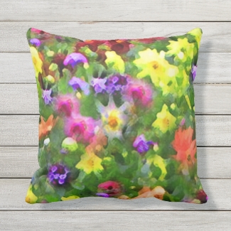 Flower Garden Floral Outdoor Pillow