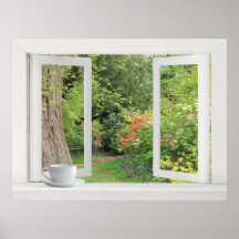 Flower Garden - Open Window with Pretty View Posters