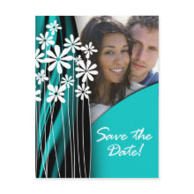 Flower Garden Save the Date Postcard (turquoise) postcard
