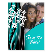 Flower Garden Save the Date Postcard (turquoise) postcards