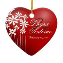 Flower Garden Valentine Heart Save the Date ornament