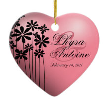 Flower Garden Valentine Heart Save the Date ornament