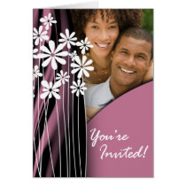 Flower Garden Wedding Photo Invitation (mauve) cards